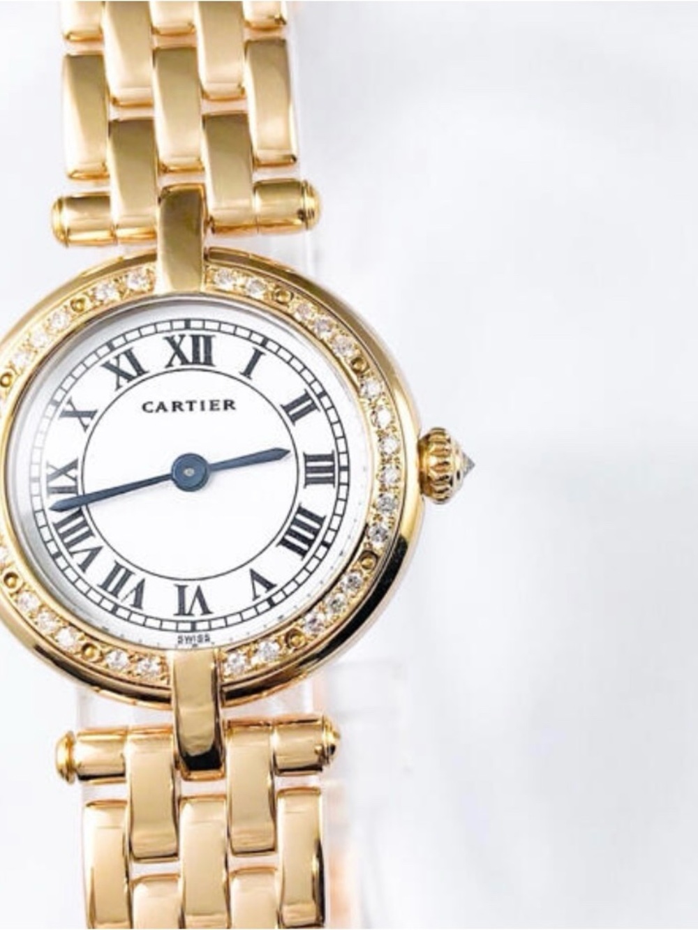 CARTIER PANTHERE VENDOME 23mm 18K Yellow Gold 0.34TCW Diamond Watch White Dial